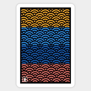 Retro Japanese Clouds Pattern RE:COLOR 03 Magnet